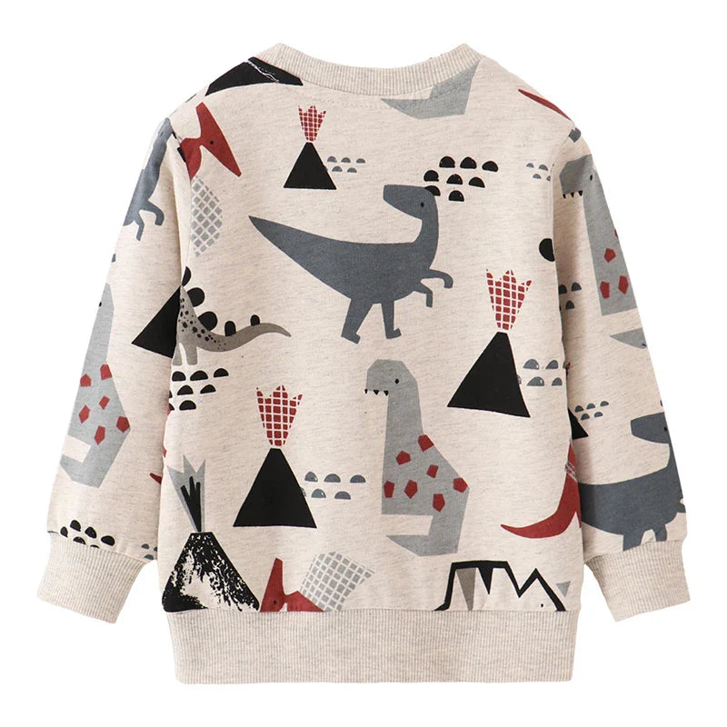 Mini Fashion™ - Erstaunliche Drucke - Pullover Beige - Dinosaurier / 110 (4 Jahr) | Pädagogisches Holzspielzeug von Mein Kleines Baby