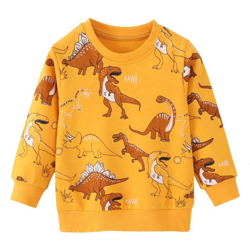 Mini Fashion™ - Erstaunliche Drucke - Pullover Gelb - Dinosaurier / 90 (2 Jahr) | Pädagogisches Holzspielzeug von Mein Kleines Baby