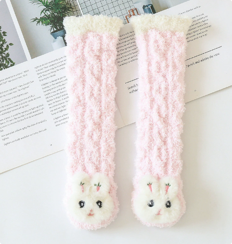 Mini Fashion™ - Extra Warm - Lange Baby-Socken Rosa Kaninchen / S (0-12 Monate) | Pädagogisches Holzspielzeug von Mein Kleines Baby