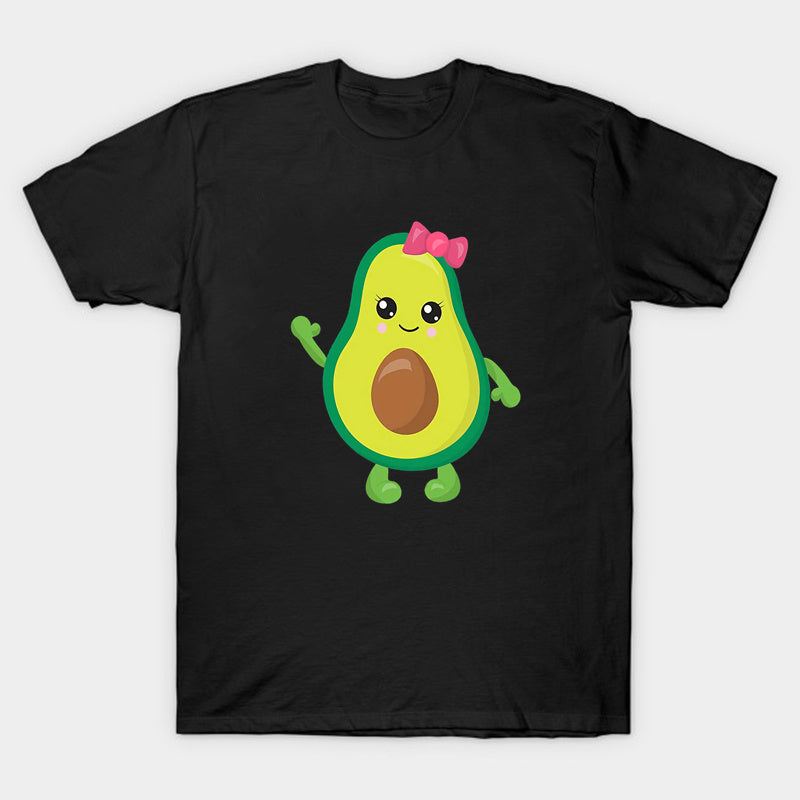 Mini Fashion™ - Familien-Parter-Look - Avocado T-Shirt Schwarz Avocado mit Schleife / Erwachsene - L | Pädagogisches Holzspielzeug von Mein Kleines Baby