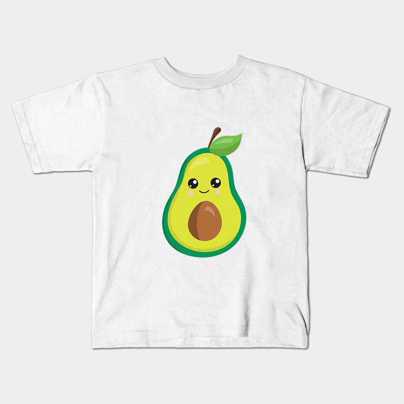 Mini Fashion™ - Familien-Parter-Look - Avocado T-Shirt Weiß Avocado mit Stein / Kinder - XXL | Pädagogisches Holzspielzeug von Mein Kleines Baby