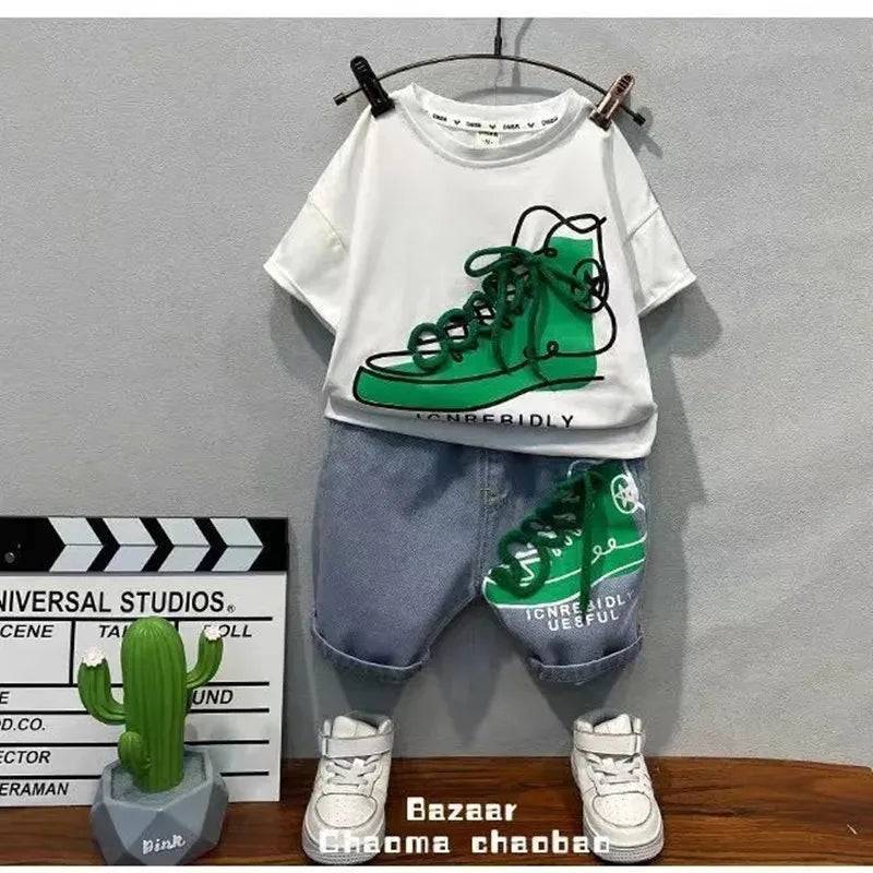 Mini Fashion™ - Fit For Summer - Sommerset Jungen Weißes Set / 100 | Pädagogisches Holzspielzeug von Mein Kleines Baby