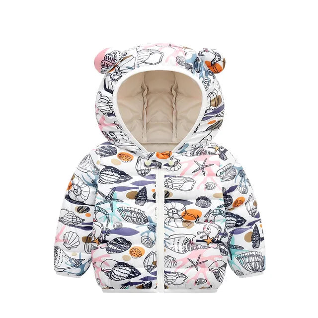 Mini Fashion™ - Forårsjakke med hætte i polyester Hvid / 120 (7-8 år) | Pädagogisches Holzspielzeug von Mein Kleines Baby