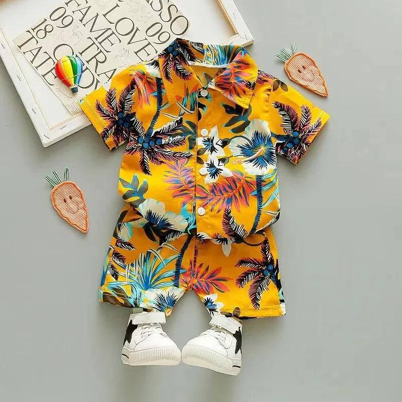 Mini Fashion™ - Frisch und fröhlich - Florales Set für Jungen Gelb / 90 (1-2 Jahre) | Pädagogisches Holzspielzeug von Mein Kleines Baby