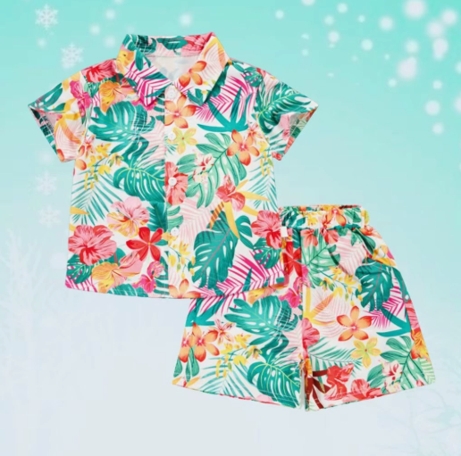 Mini Fashion™ - Frisch und fröhlich - Florales Set für Jungen Rosa / 110 (3-4 Jahre) | Pädagogisches Holzspielzeug von Mein Kleines Baby