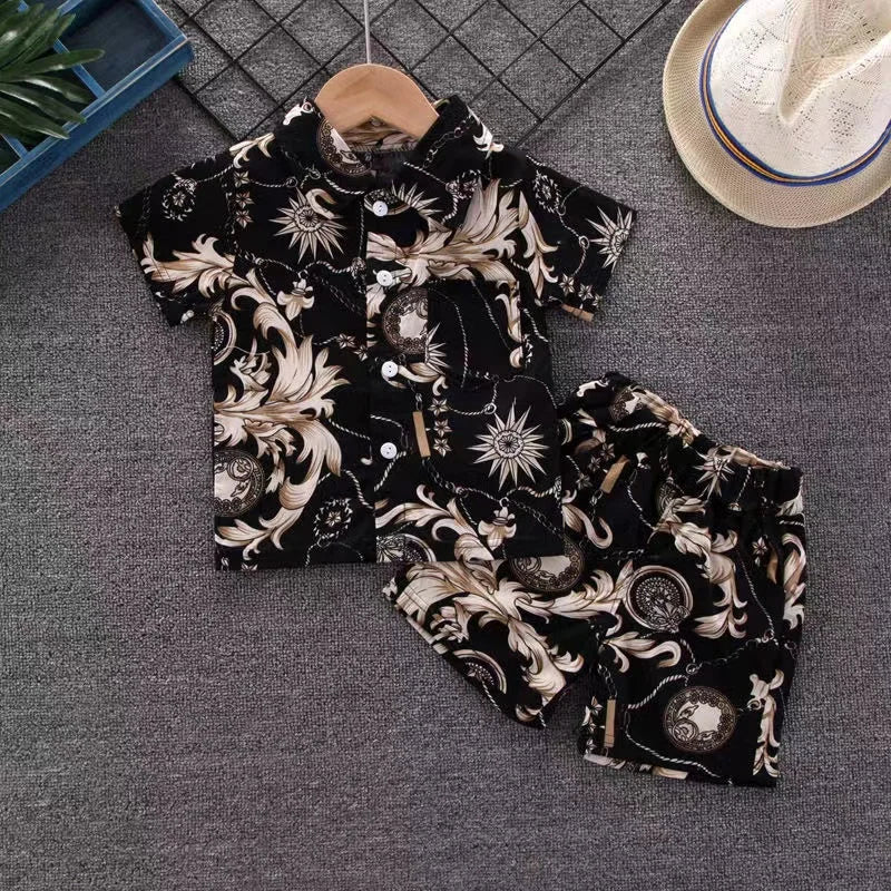 Mini Fashion™ - Frisch und fröhlich - Florales Set für Jungen Schwarz / 80 (9-12 Monate) | Pädagogisches Holzspielzeug von Mein Kleines Baby