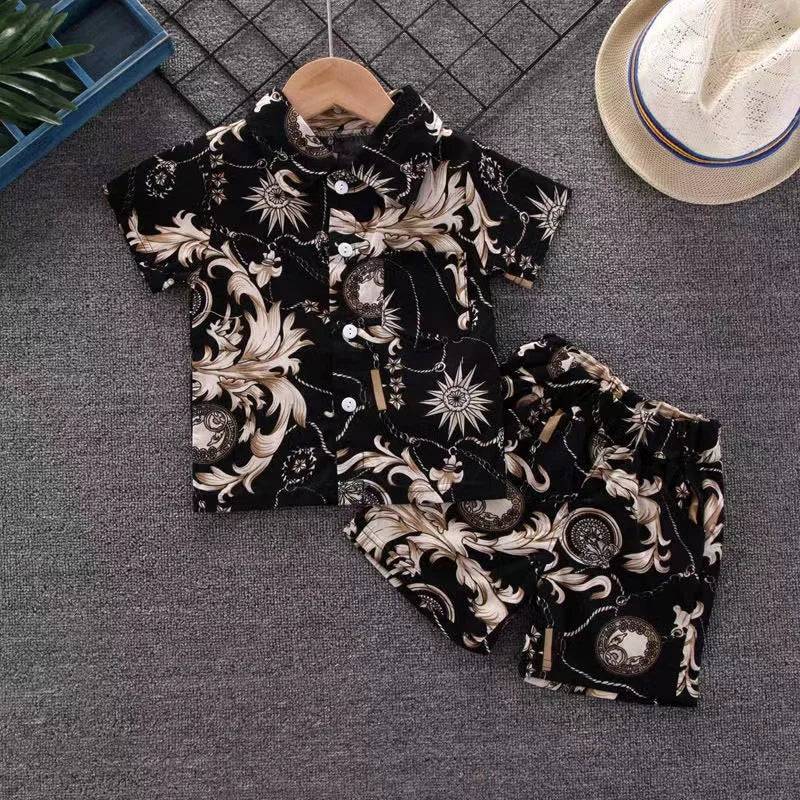 Mini Fashion™ - Frisch und fröhlich - Florales Set für Jungen Schwarz / 80 (9-12 Monate) | Pädagogisches Holzspielzeug von Mein Kleines Baby