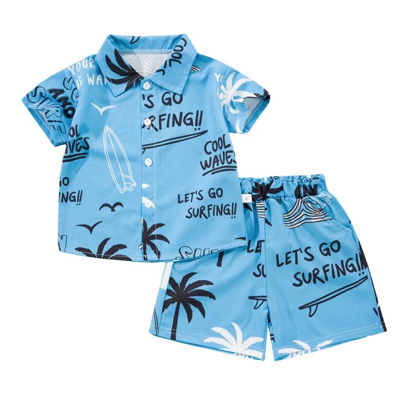 Mini Fashion™ - Frisch und fröhlich - Florales Set für Jungen Surfblau Skizze / 100 (2-3 Jahre) | Pädagogisches Holzspielzeug von Mein Kleines Baby