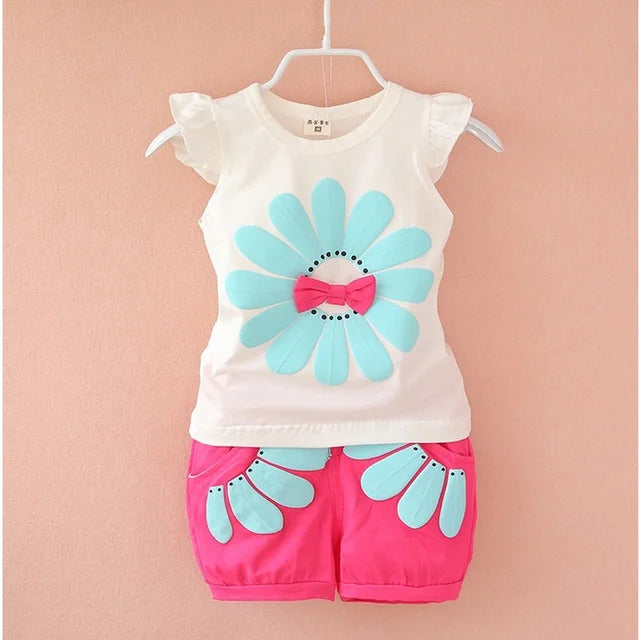 Mini Fashion™ - Fröhliche Abenteuer - Baumwoll-Sommer-Set Weiß/Rosa / 98 (3-4 Jahre) | Pädagogisches Holzspielzeug von Mein Kleines Baby