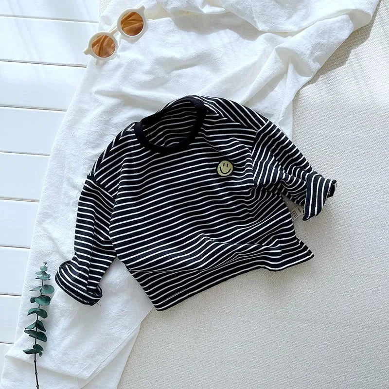 Mini Fashion™ - Geeignet für jede Jahreszeit - Langarmhemd Schwarz - Weiß / 80 (9-12 Monate) | Pädagogisches Holzspielzeug von Mein Kleines Baby