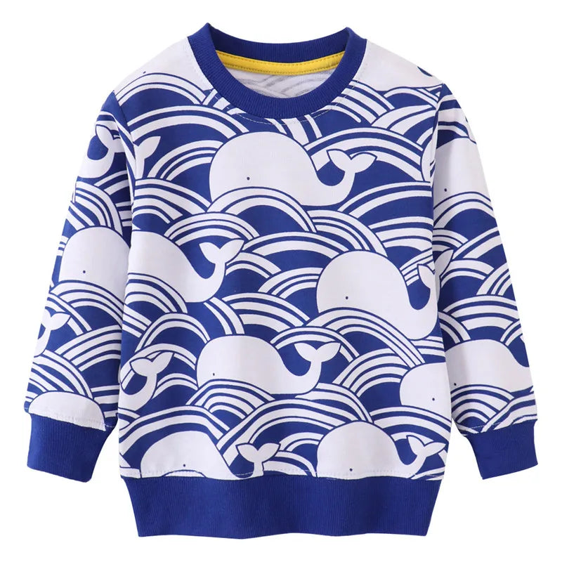 Mini Fashion™ - Herbstkleidung - Pullover mit Walfischmuster Blau / 90 (2 Jahr) | Pädagogisches Holzspielzeug von Mein Kleines Baby
