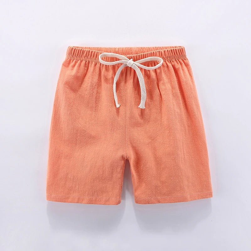 Mini Fashion™ - Hurtigtørrende materiale - Bomulds-linned shorts Orange / 100 ( 1 år) | Pädagogisches Holzspielzeug von Mein Kleines Baby