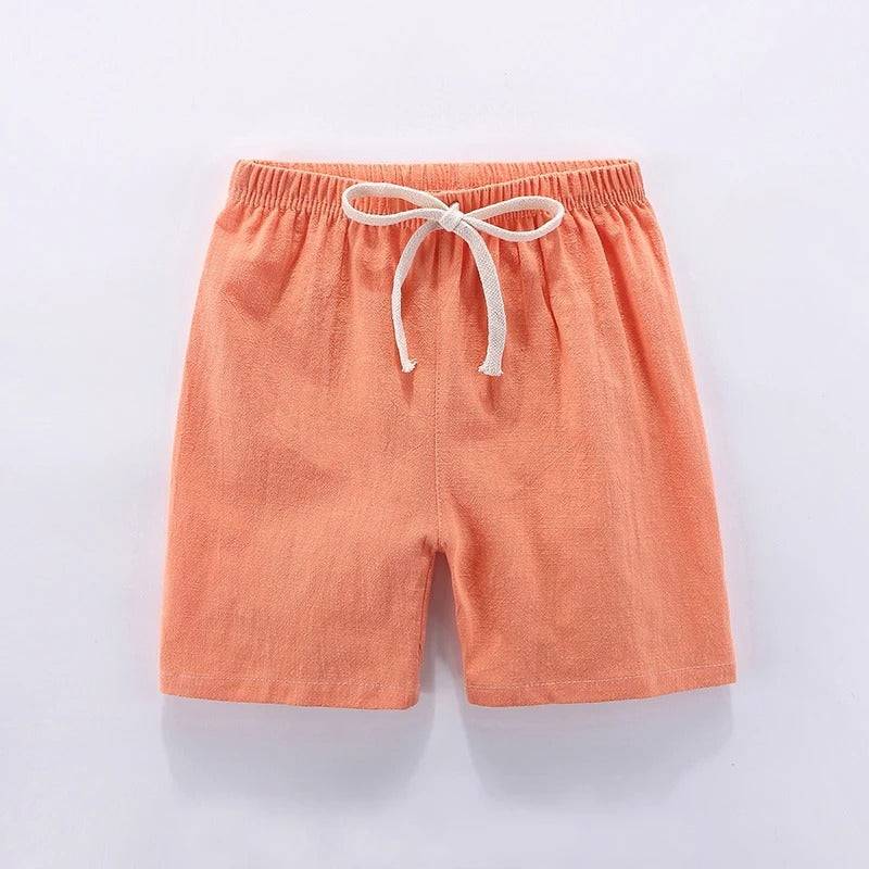 Mini Fashion™ - Hurtigtørrende materiale - Bomulds-linned shorts Orange / 100 ( 1 år) | Pädagogisches Holzspielzeug von Mein Kleines Baby