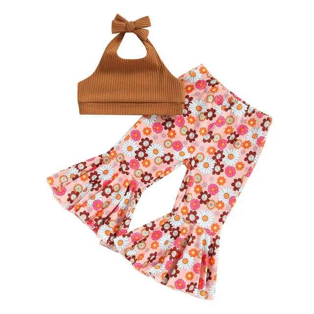 Mini Fashion™ - Ideal für den Sommer - Sommerset für Mädchen Braun - Rosa / 130 (3-4 Jahre | Pädagogisches Holzspielzeug von Mein Kleines Baby