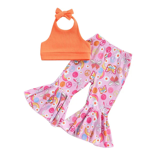 Mini Fashion™ - Ideal für den Sommer - Sommerset für Mädchen Orange - Rosa / 110 (18-24 Monate) | Pädagogisches Holzspielzeug von Mein Kleines Baby