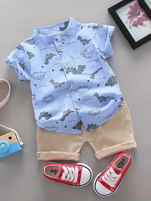 Mini Fashion™ - Ideal zum Spielen im Freien - Dino-Sommer-Set Blau / 90 (12-18 Monate) | Pädagogisches Holzspielzeug von Mein Kleines Baby