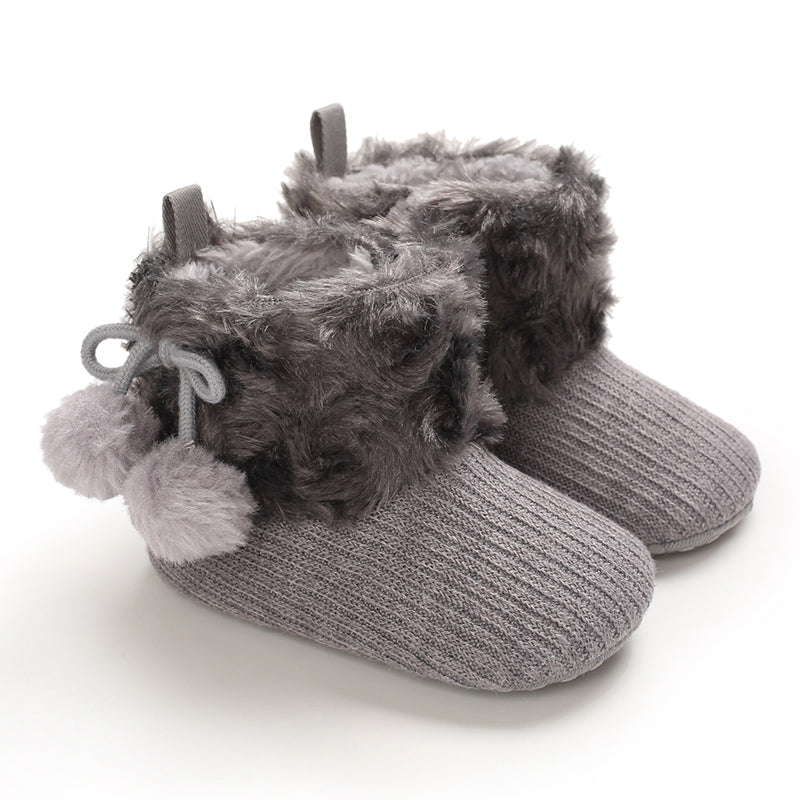 Mini Fashion™ - Immer warme Füße - Kinder-Winterschuhe Grau - Kugeln / 20 (12-18 Monate) | Pädagogisches Holzspielzeug von Mein Kleines Baby