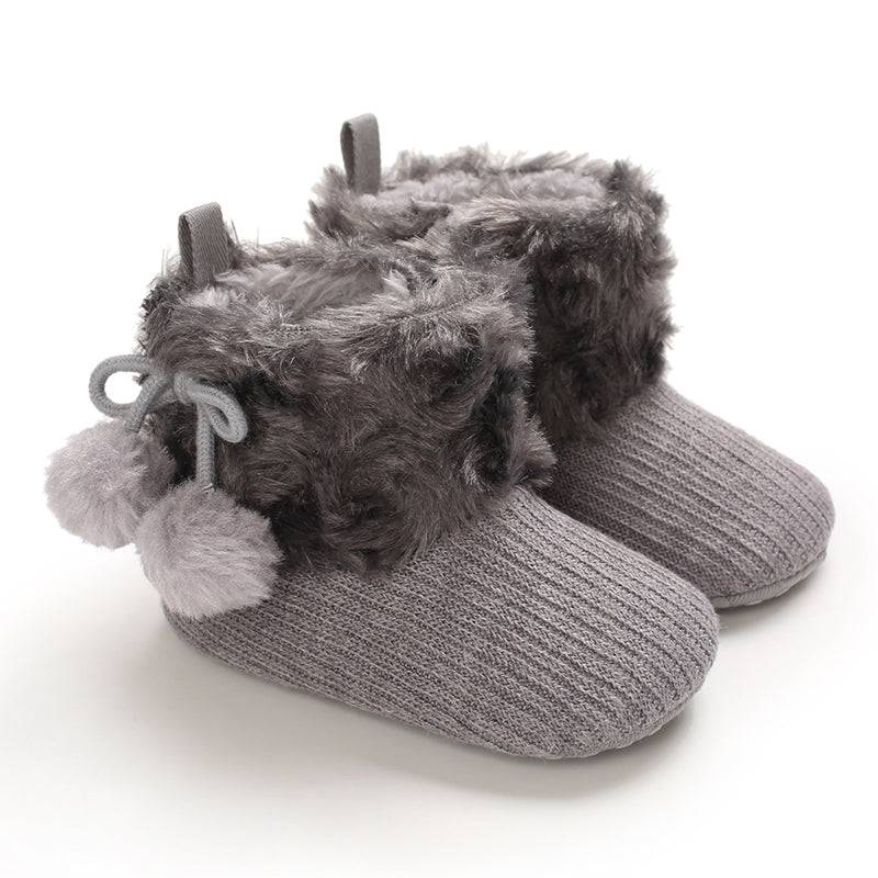 Mini Fashion™ - Immer warme Füße - Kinder-Winterschuhe Grau - Kugeln / 20 (12-18 Monate) | Pädagogisches Holzspielzeug von Mein Kleines Baby