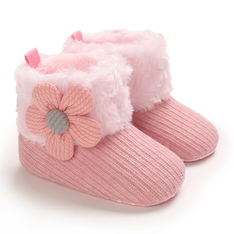 Mini Fashion™ - Immer warme Füße - Kinder-Winterschuhe Rosa - Blume / 18 (6-12 Monate) | Pädagogisches Holzspielzeug von Mein Kleines Baby