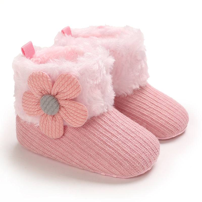 Mini Fashion™ - Immer warme Füße - Kinder-Winterschuhe Rosa - Blume / 18 (6-12 Monate) | Pädagogisches Holzspielzeug von Mein Kleines Baby