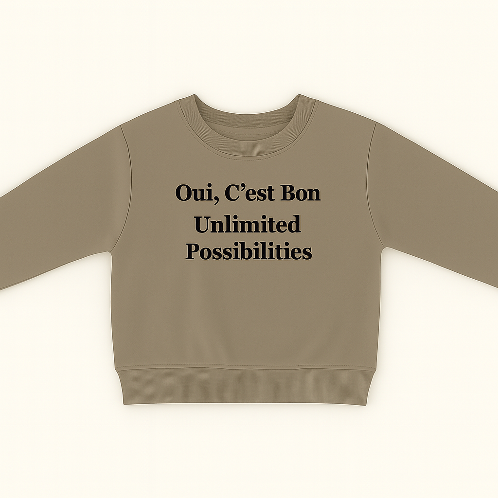 Mini Fashion™ -"Ja, Das ist gut". - Sweater Neblig Taupe / 130 | Pädagogisches Holzspielzeug von Mein Kleines Baby