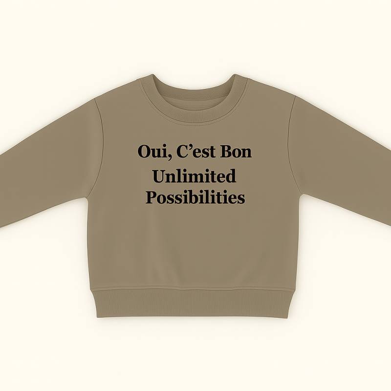 Mini Fashion™ -"Ja, Das ist gut". - Sweater Neblig Taupe / 130 | Pädagogisches Holzspielzeug von Mein Kleines Baby