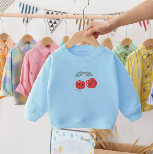 Mini Fashion™ - Kirsch Pullover Kirsche - Hellblau / 100 (3 Jahre) | Pädagogisches Holzspielzeug von Mein Kleines Baby