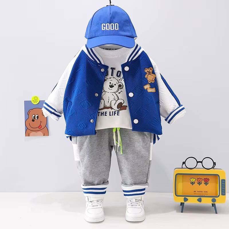 Mini Fashion™ - Kleinkind&Abenteuer - 3-teiliges Bekleidungsset Blauw Baseball / 90 (2 Jahre) | Pädagogisches Holzspielzeug von Mein Kleines Baby