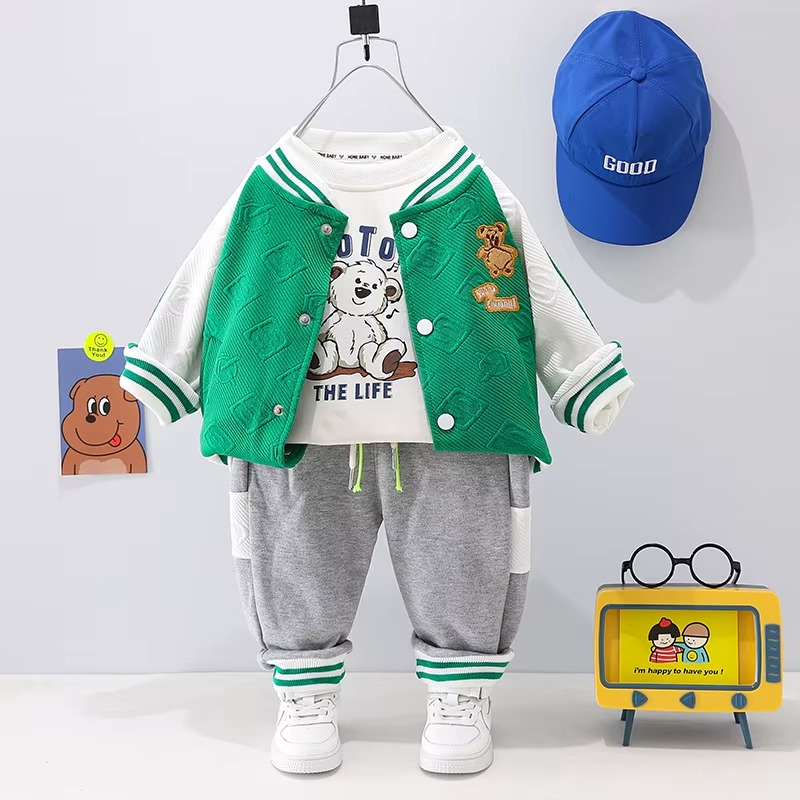 Mini Fashion™ - Kleinkind & Abenteuer - 3-teiliges Bekleidungsset Grüner Baseball / 110 (4 Jahre) | Pädagogisches Holzspielzeug von Mein Kleines Baby