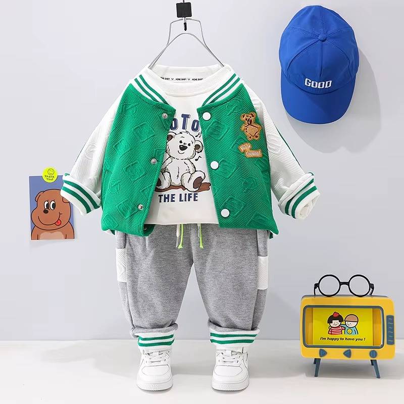 Mini Fashion™ - Kleinkind&Abenteuer - 3-teiliges Bekleidungsset Grüner Baseball / 80 (12 Monate) | Pädagogisches Holzspielzeug von Mein Kleines Baby