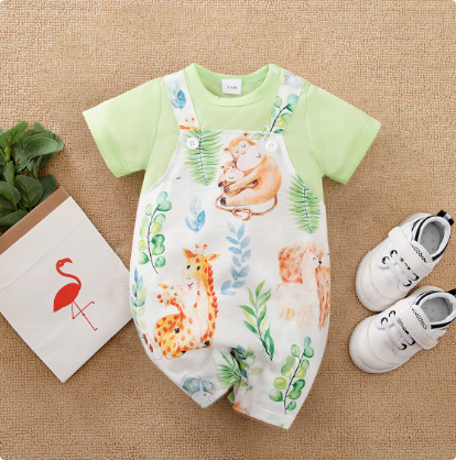 Mini Fashion™ - Komfort für jede Nacht - Kurzärmeliger Pyjama-Body 90 (12-18 Monate) / Dschungel-Abenteuer | Pädagogisches Holzspielzeug von Mein Kleines Baby