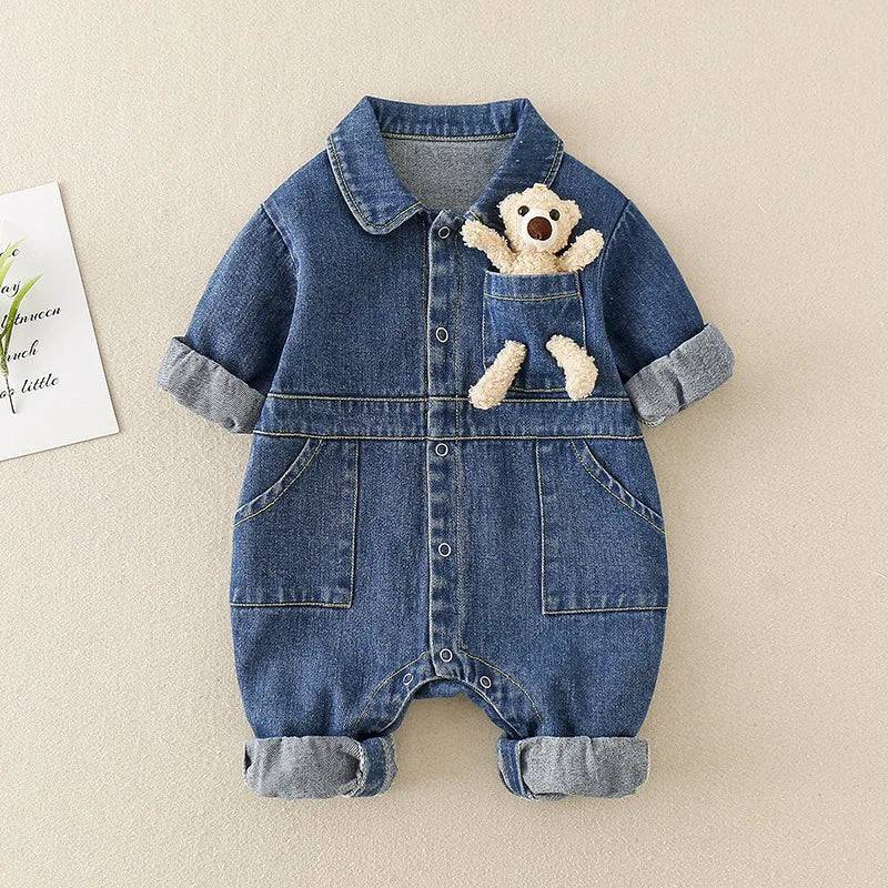 Mini Fashion™ - Komfortabel & Stilfuld - Denim Jumpsuit Blå / 90 (12-18 måneder) | Pädagogisches Holzspielzeug von Mein Kleines Baby