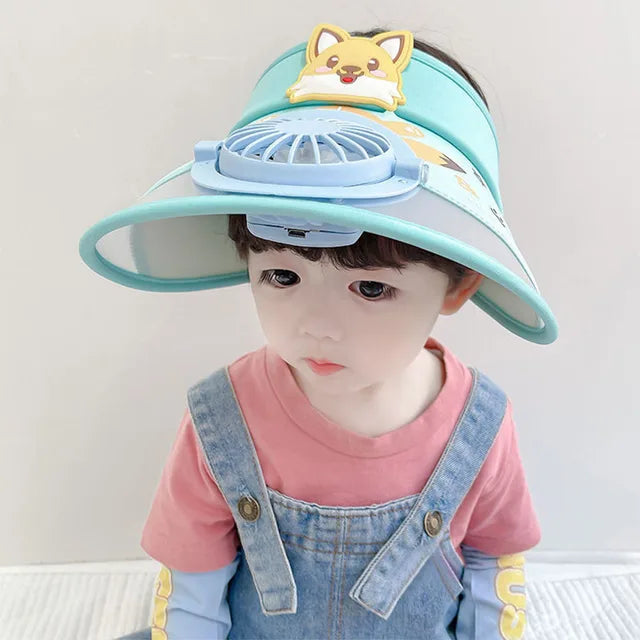 Mini Fashion™ - Kühler Kopf - Ventilator Hut Blau / 50-54cm (3-12 Jahre) | Pädagogisches Holzspielzeug von Mein Kleines Baby
