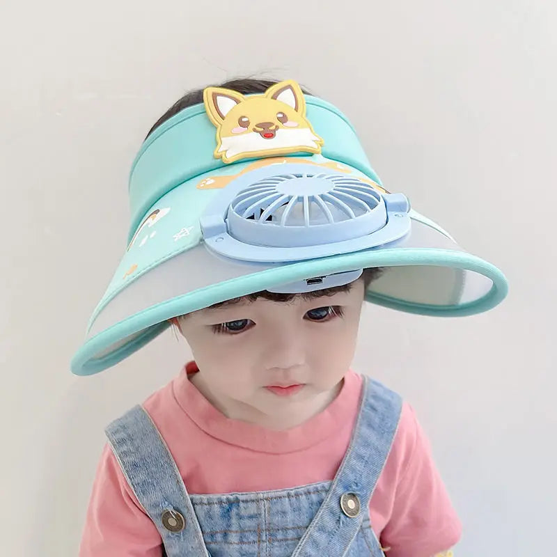 Mini Fashion™ - Kühler Kopf - Ventilator Hut Hellblau / 50-54cm (3-12 Jahre) | Pädagogisches Holzspielzeug von Mein Kleines Baby