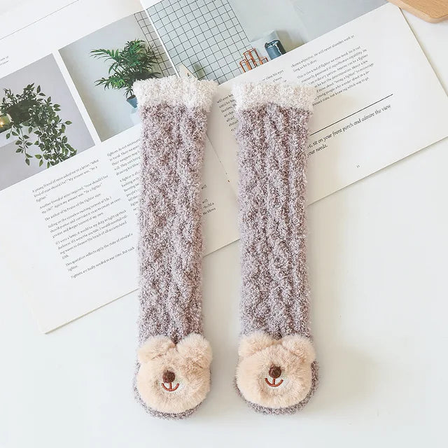 Mini Fashion™ - Kuschelige Stulpen - Kindersocken Kaffee-Bär | Pädagogisches Holzspielzeug von Mein Kleines Baby