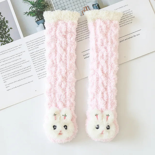 Mini Fashion™ - Kuschelige Stulpen - Kindersocken Rosa Kaninchen | Pädagogisches Holzspielzeug von Mein Kleines Baby