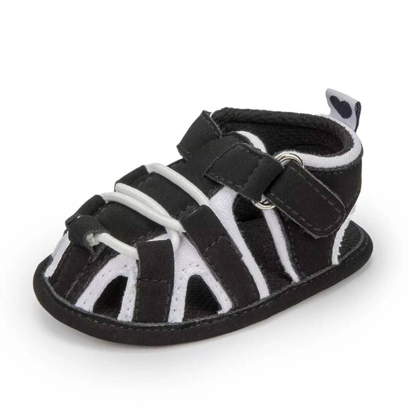 Mini Fashion™ - Leicht und bequem - Sandalen für Kleinkinder Schwarz und weiß / 2 (6-12 Monate) | Pädagogisches Holzspielzeug von Mein Kleines Baby