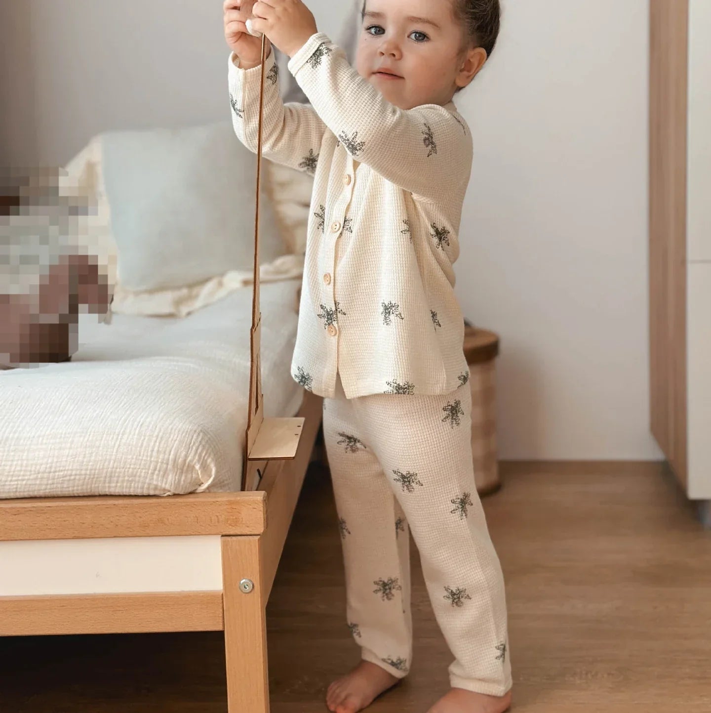 Mini Fashion™ - Luftig bomuld - Pyjamas til børn Beige - Hveps / 80 (1 År) | Pädagogisches Holzspielzeug von Mein Kleines Baby