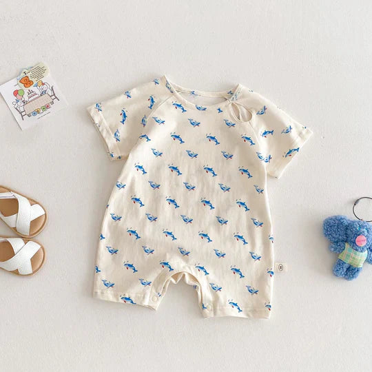 Mini Fashion™ – Luftig&Süß - Baby Strampler Delphin / 73 (9-12 Monate) | Pädagogisches Holzspielzeug von Mein Kleines Baby