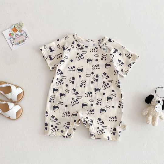 Mini Fashion™ – Luftig&Süß - Baby Strampler Pandabär / 73 (9-12 Monate) | Pädagogisches Holzspielzeug von Mein Kleines Baby