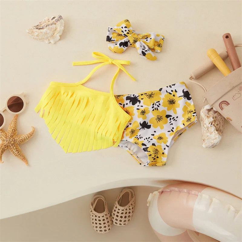 Mini Fashion™ - Mädchen-Bikini (inkl. Haarband) Gelb / 100 (1.5-2 Jahre) | Pädagogisches Holzspielzeug von Mein Kleines Baby