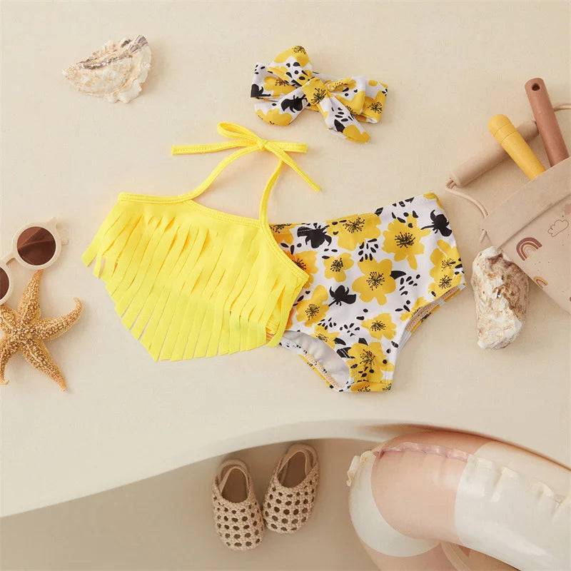 Mini Fashion™ - Mädchen-Bikini (inkl. Haarband) Gelb / 100 (1.5-2 Jahre) | Pädagogisches Holzspielzeug von Mein Kleines Baby
