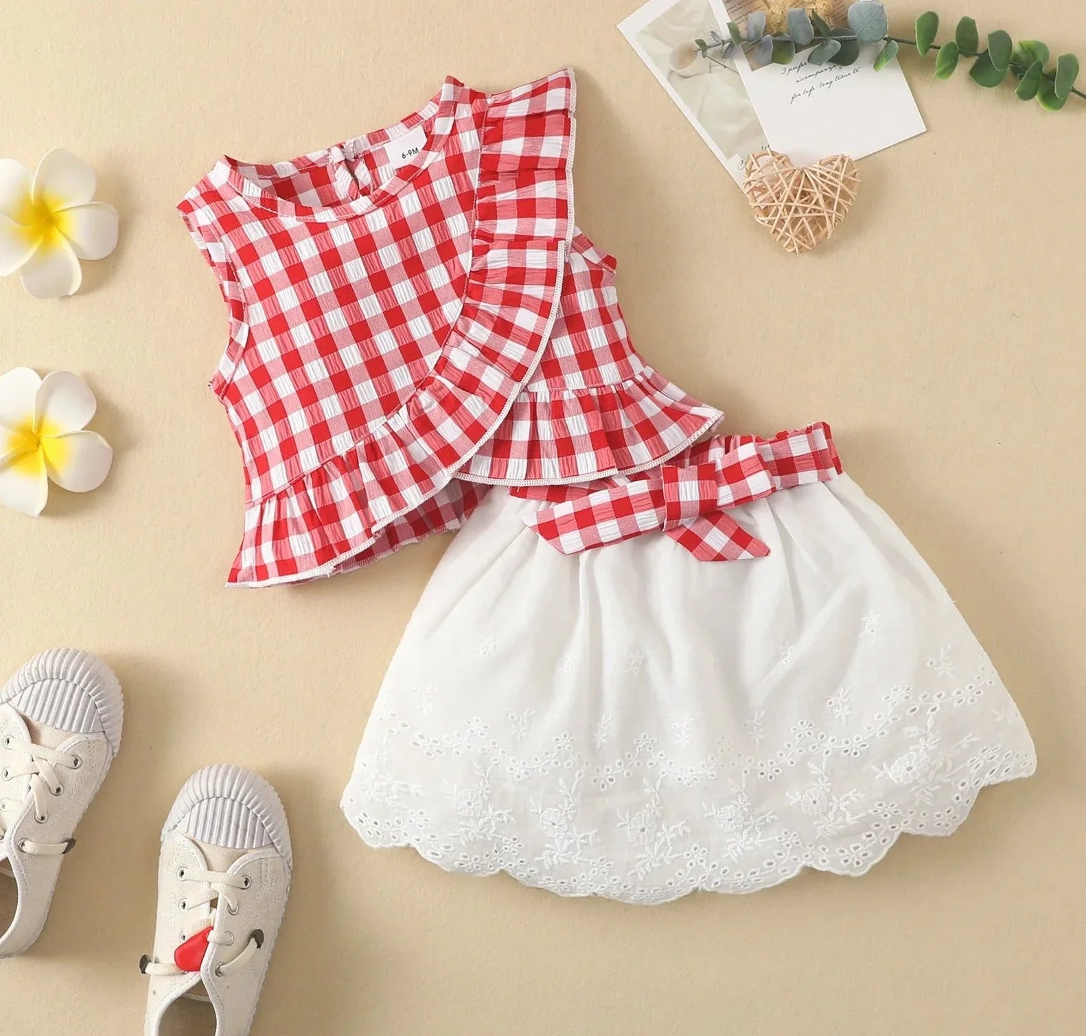 Mini Fashion™ - Mädchen Top&Short Set Rot / 100 | Pädagogisches Holzspielzeug von Mein Kleines Baby