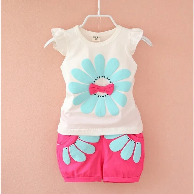 Mini Fashion™ - Merry Adventures - Sommersæt i bomuld Hvid/lyserød / 98 (3-4 år) | Pädagogisches Holzspielzeug von Mein Kleines Baby