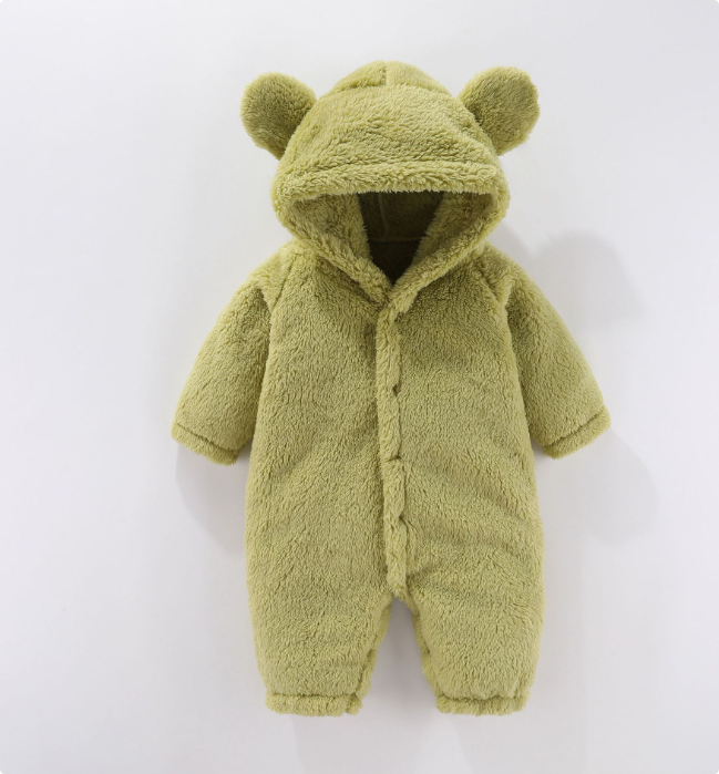 Mini Fashion™ - Mit Kapuze - Fleece-Strampler Grün / 66 (3-6 Monate) | Pädagogisches Holzspielzeug von Mein Kleines Baby