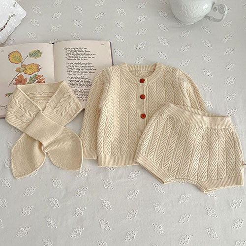 Mini Fashion™ - Niedlicher Look - Gestrickte Kleidungssets Aprikose - Set / 90 (2 Jahre) | Pädagogisches Holzspielzeug von Mein Kleines Baby