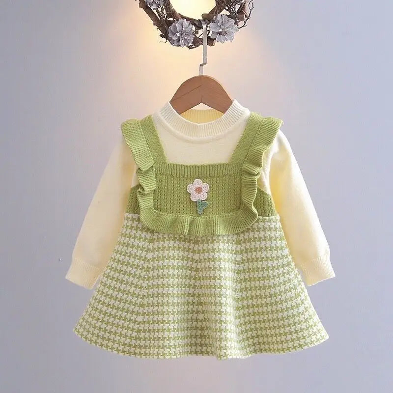 Mini Fashion™ - Niedlicher Look - Langärmeliges Kleid Grün / 80 (1 Jahr) | Pädagogisches Holzspielzeug von Mein Kleines Baby