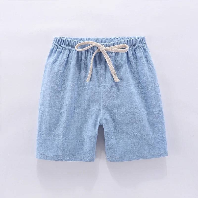 Mini Fashion™ - Schnelltrocknendes Material - Baumwolle-Leinen Short Hellblau / 100 ( 1 Jahr) | Pädagogisches Holzspielzeug von Mein Kleines Baby