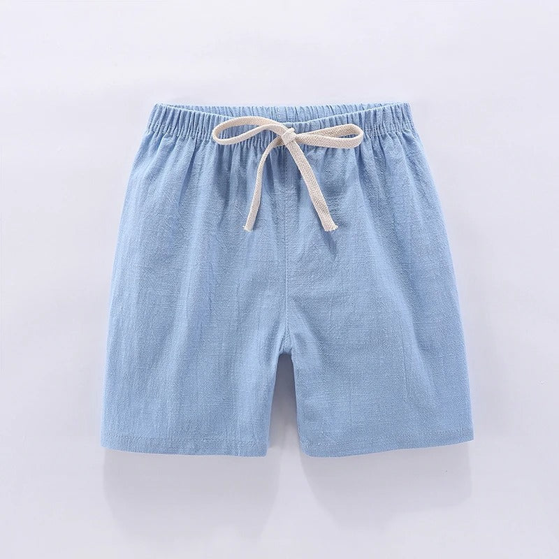 Mini Fashion™ - Schnelltrocknendes Material - Baumwolle-Leinen Short Hellblau / 100 ( 1 Jahr) | Pädagogisches Holzspielzeug von Mein Kleines Baby