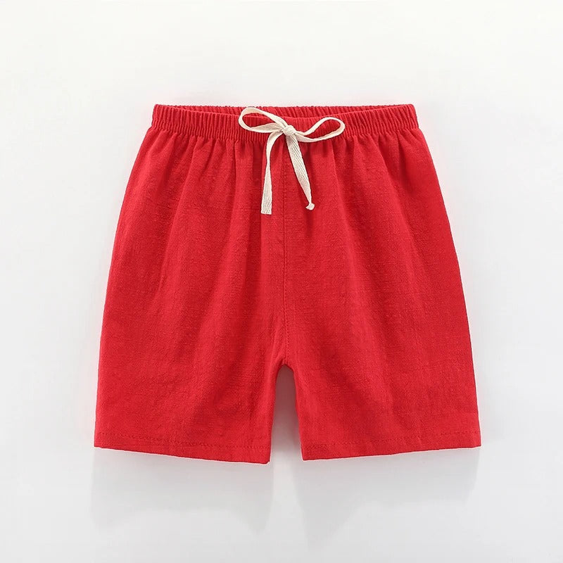 Mini Fashion™ - Schnelltrocknendes Material - Baumwolle-Leinen Short Rot / 100 ( 1 Jahr) | Pädagogisches Holzspielzeug von Mein Kleines Baby